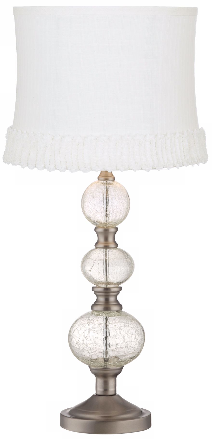 White Shirred Crackle Spheres Glass Table Lamp