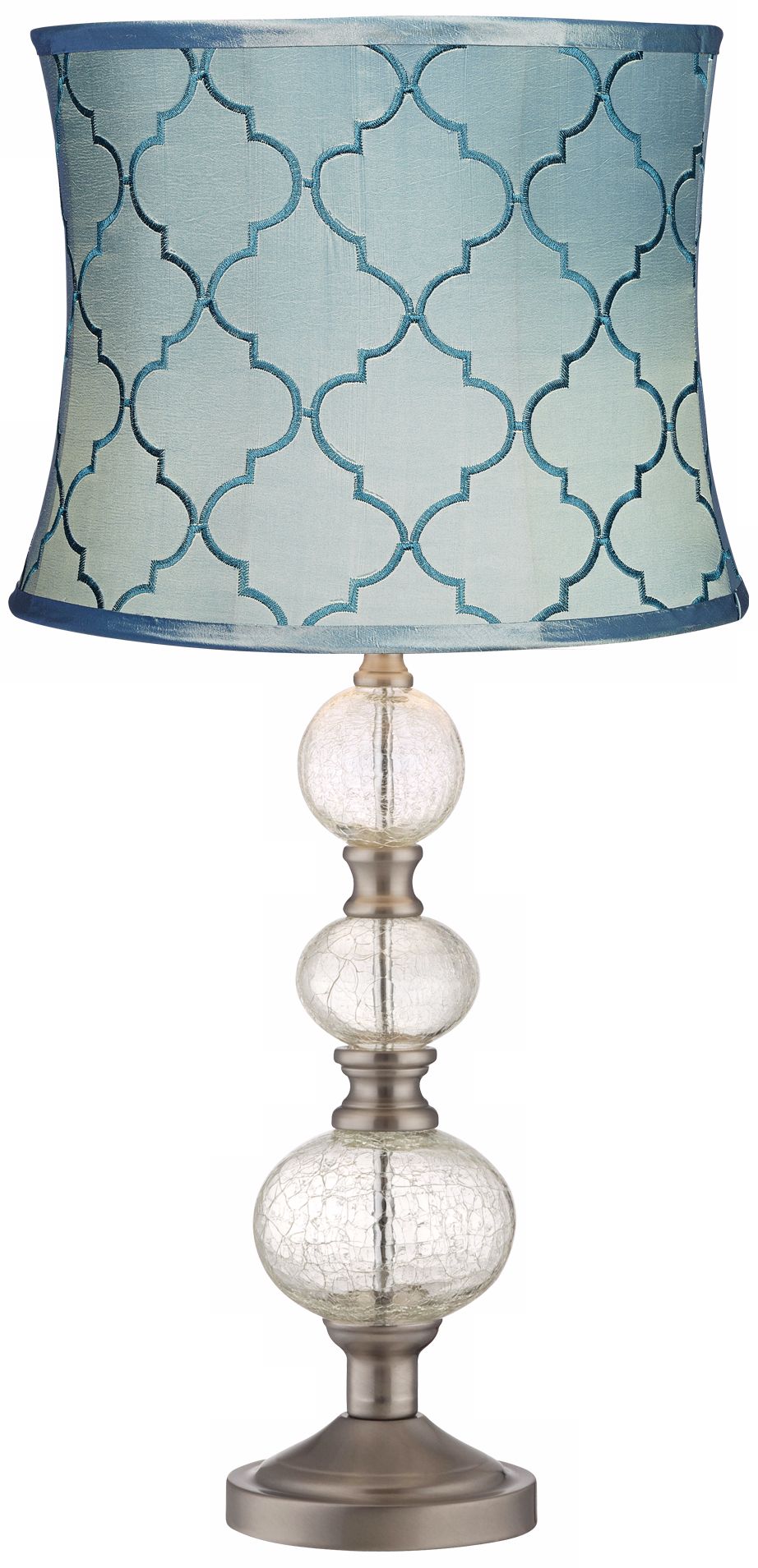 Blue Moroccan Tile Crackle Spheres Glass Table Lamp