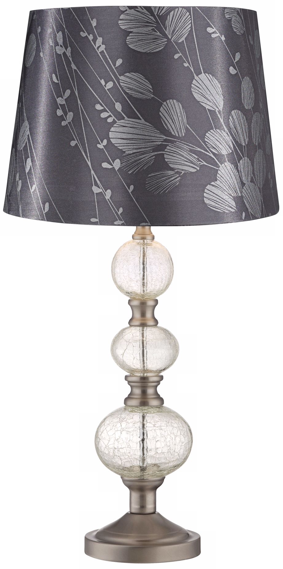Silver Leaves Crackle Spheres Glass Table Lamp