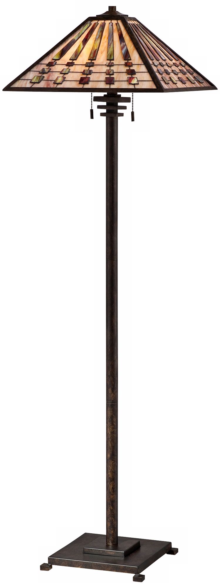 Quoizel Banks Indio Bronze Tiffany-Style Floor Lamp