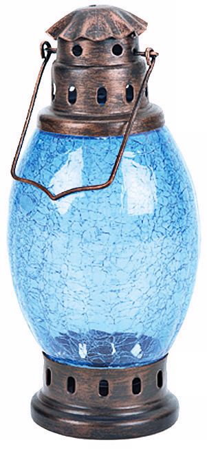 Cool Blue Crackle Glass Lantern