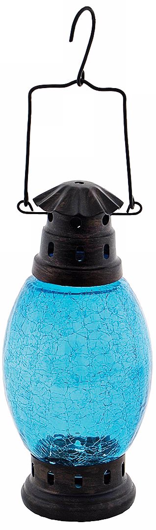 Teal Blue Crackle Glass Lantern