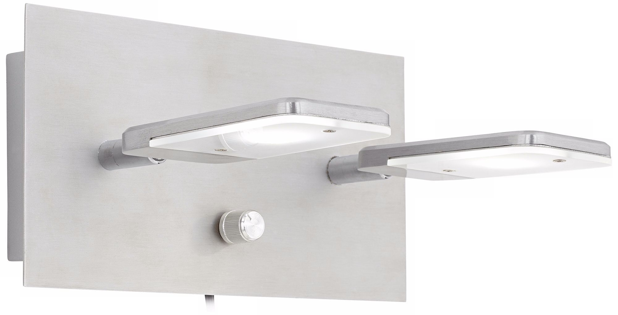 Dual Head Brushed Steel Plug-In LED Wall Light