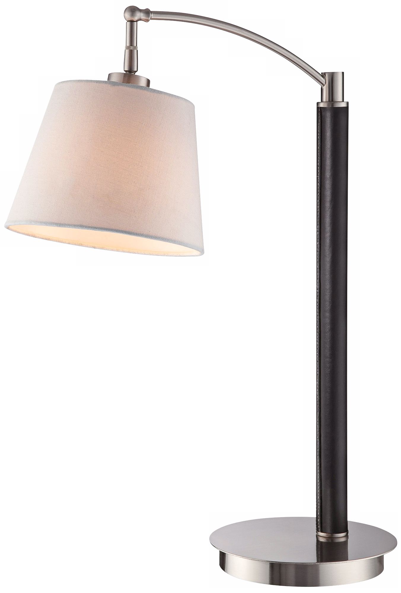 Lite Source Lucio Black Leather and Chrome Desk Lamp