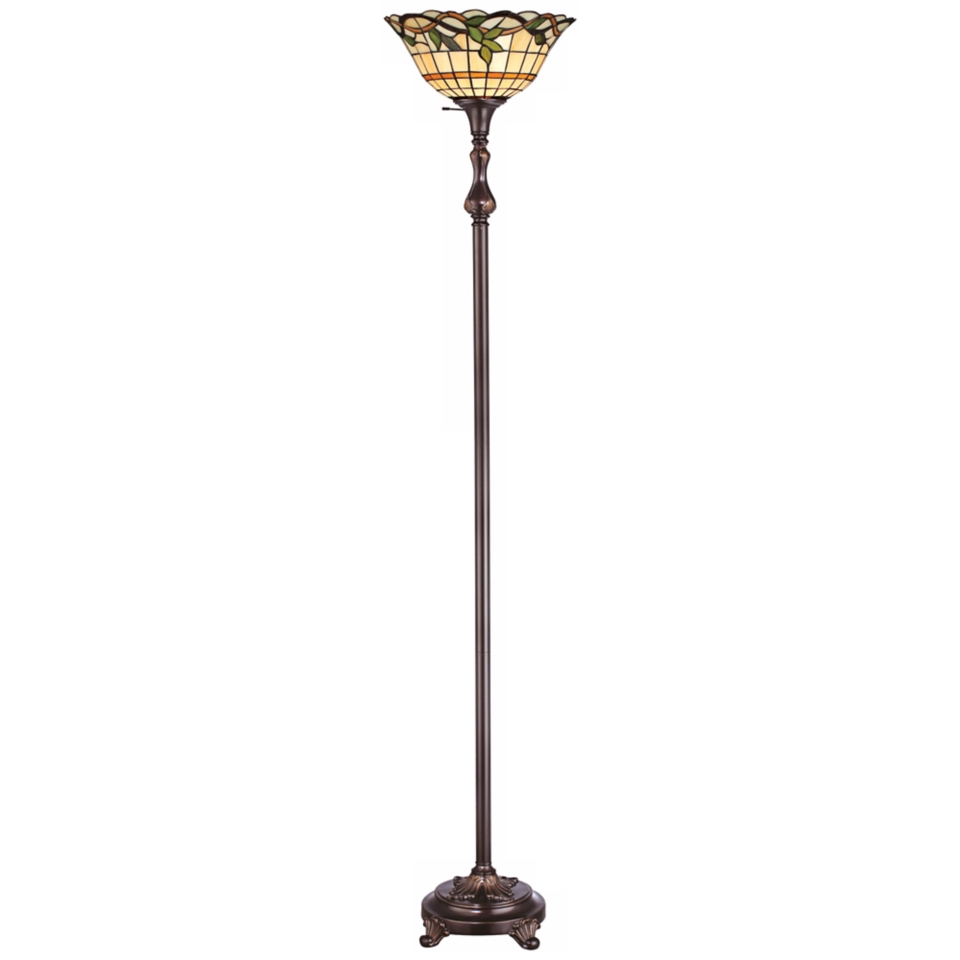 Lite Source Kyleigh Tiffany Style Glass Torchiere Floor Lamp   #V9538