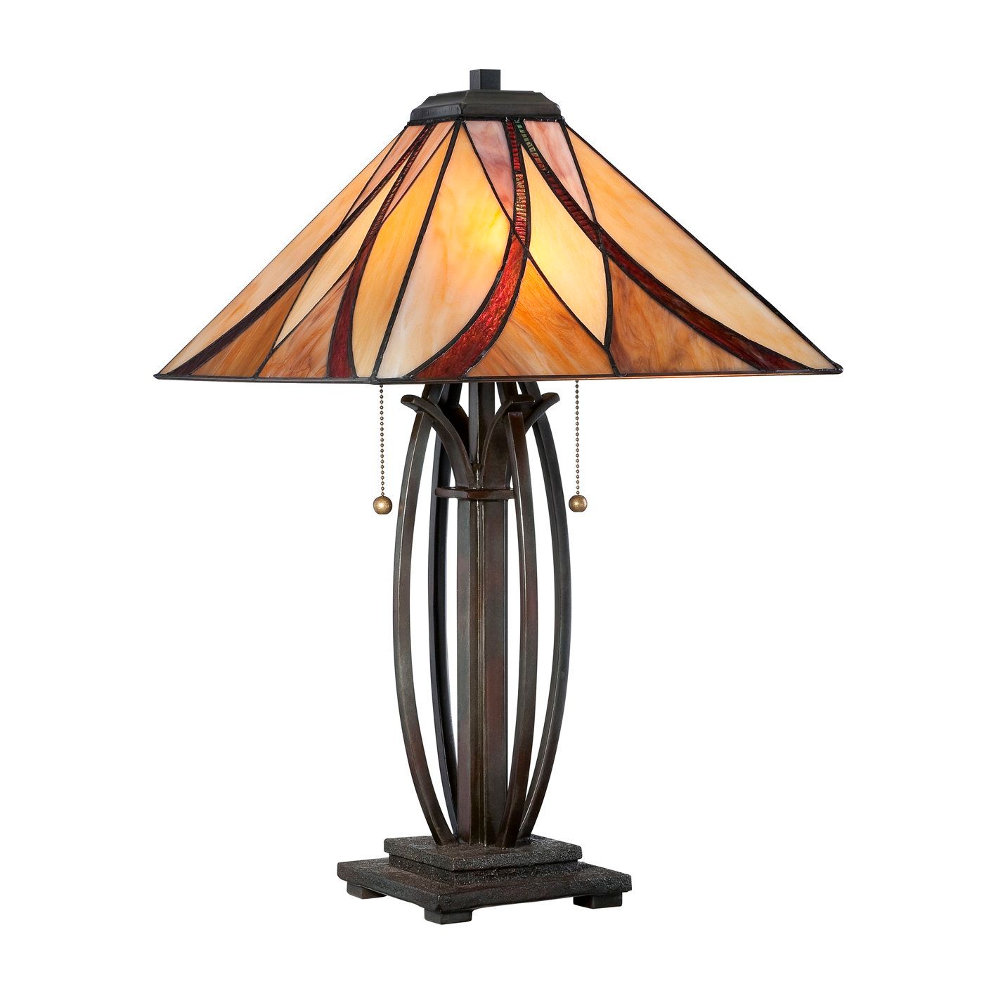 Quoizel Ashville Bronze Glass Shade Table Lamp