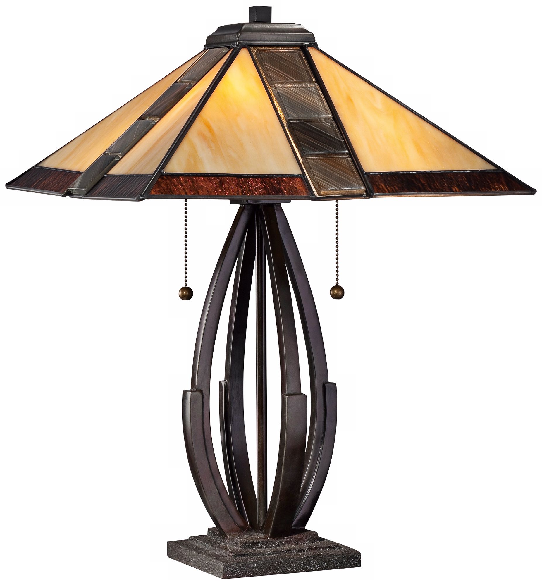 Quoizel Destiny Bronze Glass Shade Table Lamp