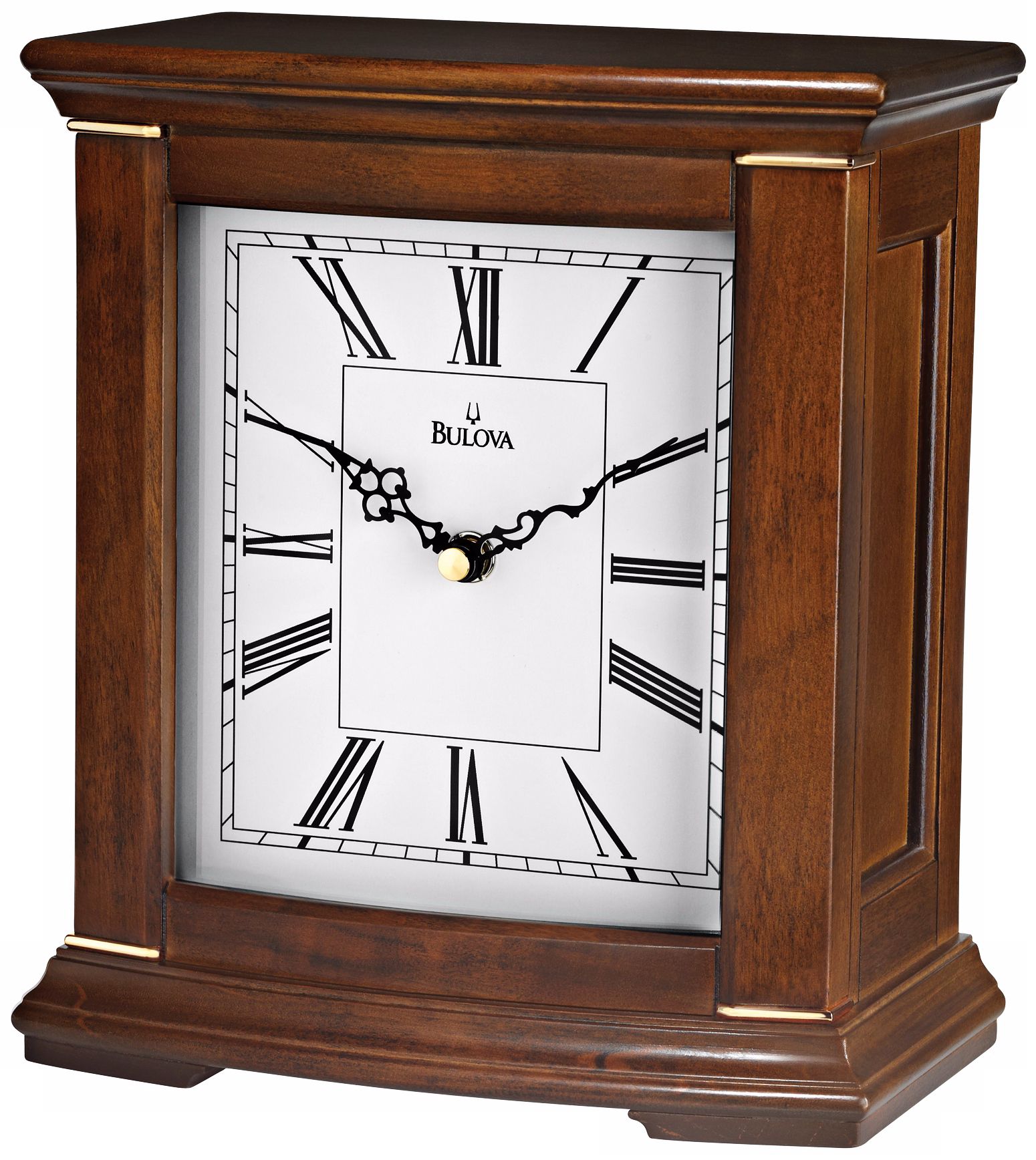 Melodia 9 1/4" High Walnut Finish Bulova Mantel Clock