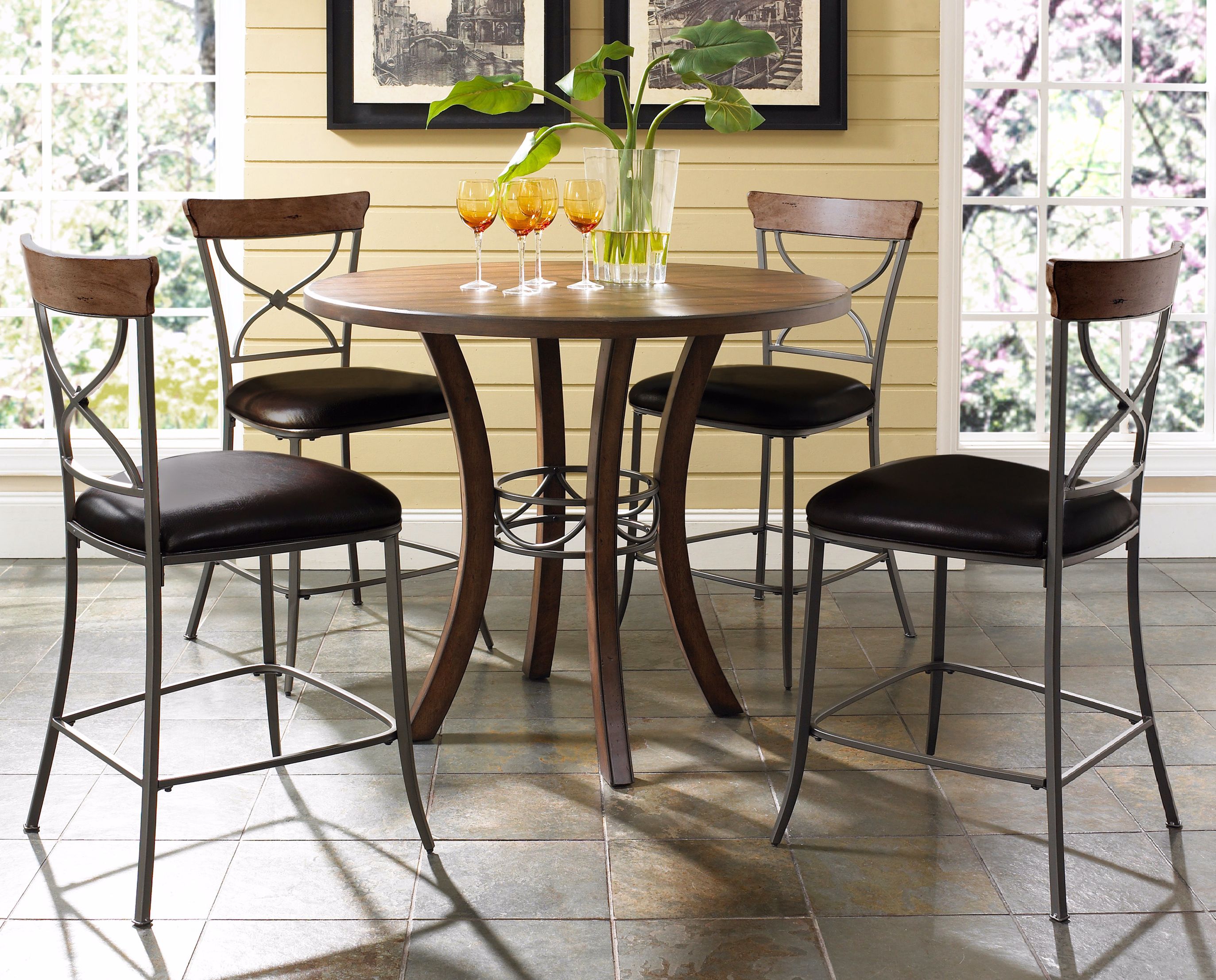 Hillsdale Cameron X-Back Round Counter Height Dining Set