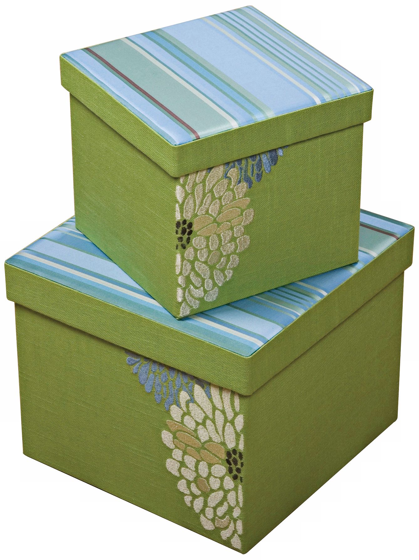 Set of 2 Fresca Square Embroidered Decorative Boxes