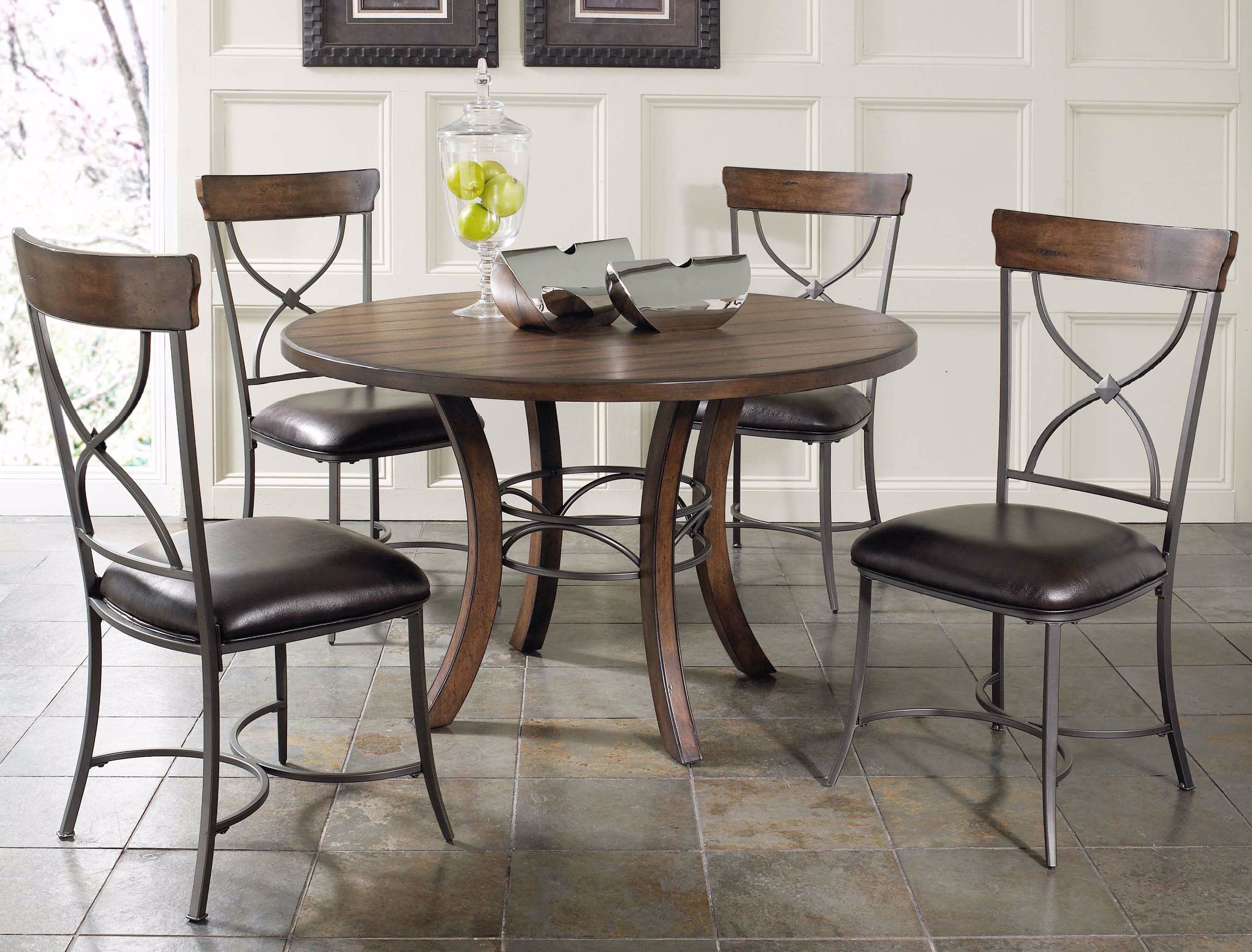 Hillsdale Cameron Round Wood X-Back 5-Piece Dining Set