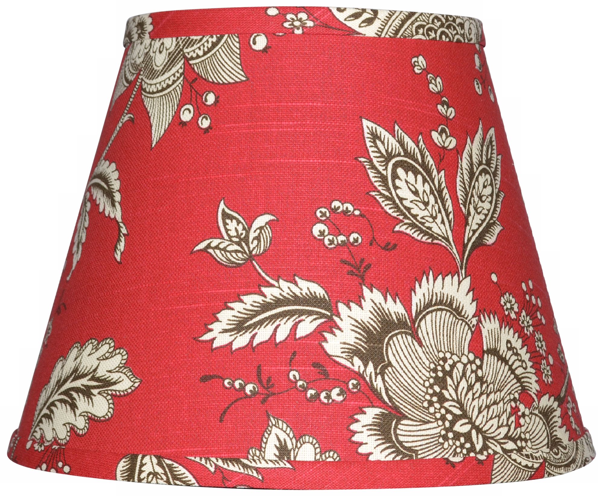 Red with Cream and Brown Jacobean Shades 4x6x5.25 (Clip-on)