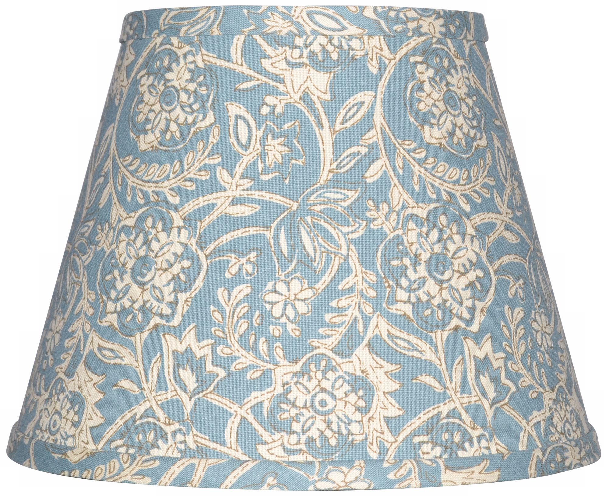 Spa Blue with Cream Floral Lamp Shade 8x14x10.25 (Spider)