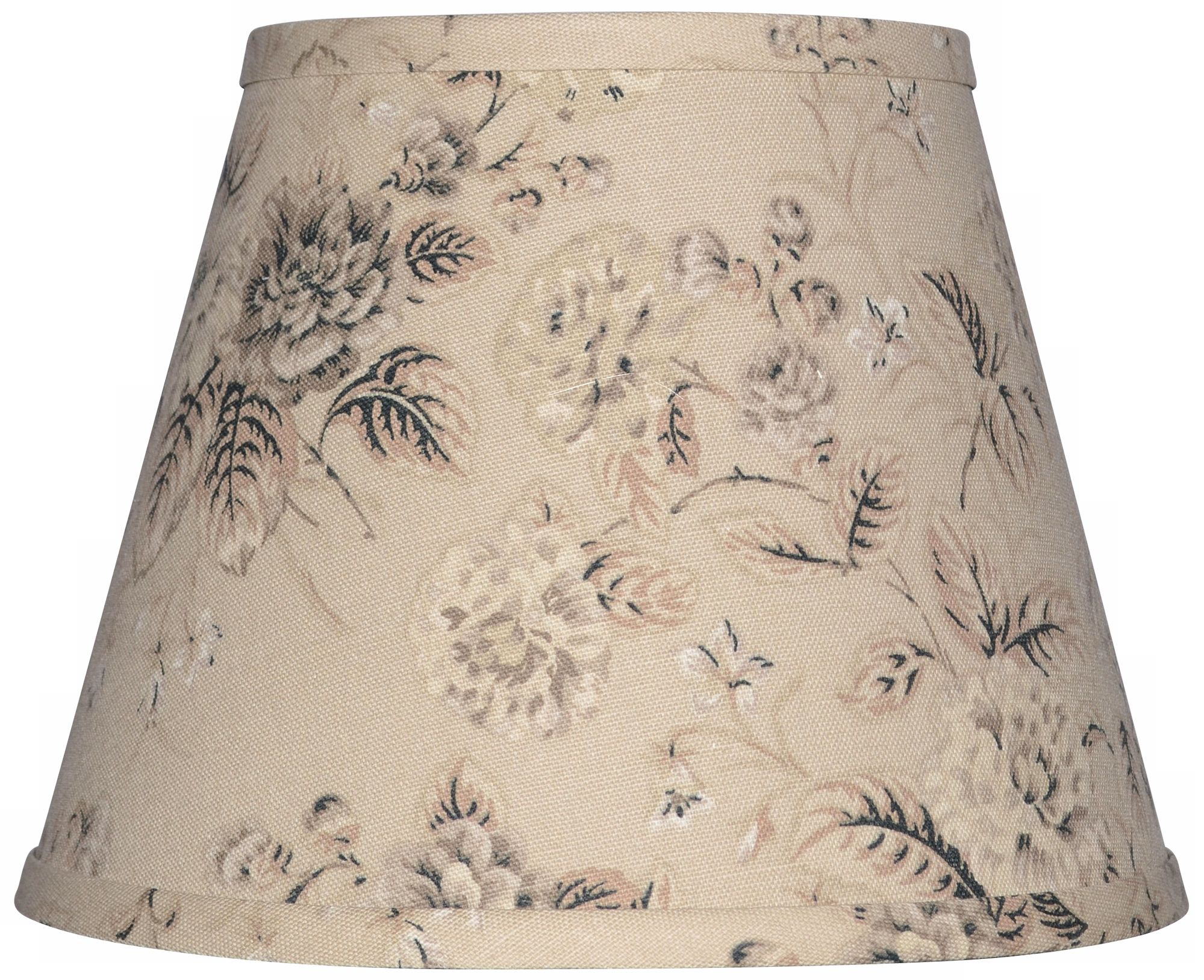 Tan with Black and Gray Floral Lamp Shade 9x16x12 (Spider)