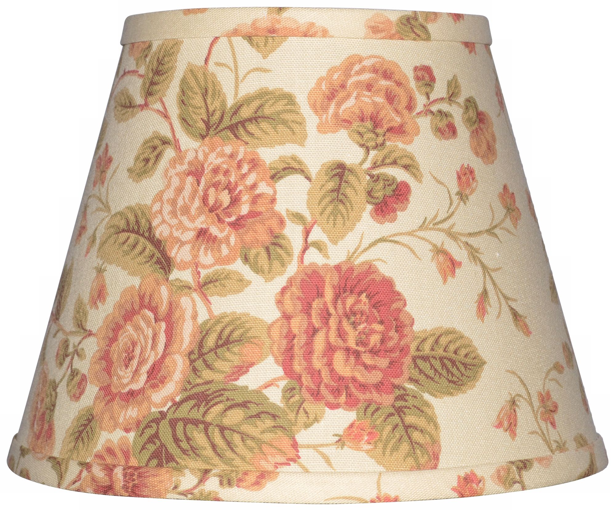 Cream with Large Floral Lamp Shade 10x18x13 (Spider)