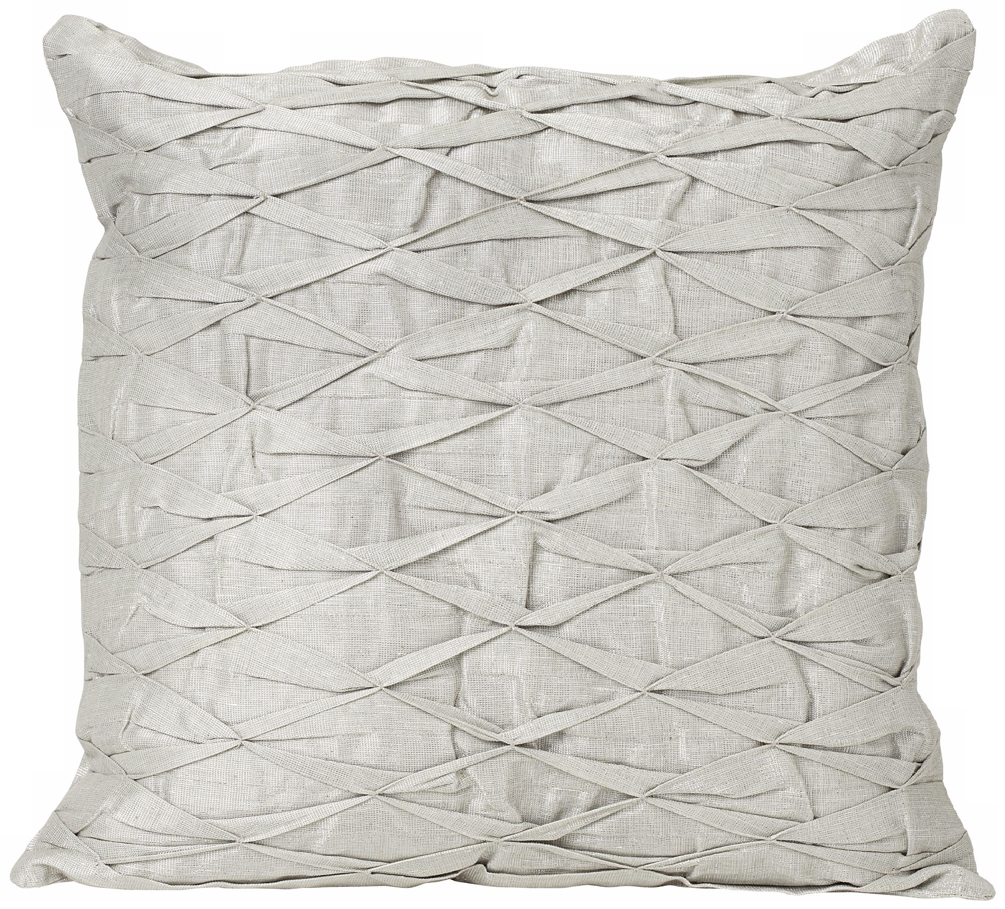 Diamond-Tucked Stitch 18" Square Silver Designer Pillow