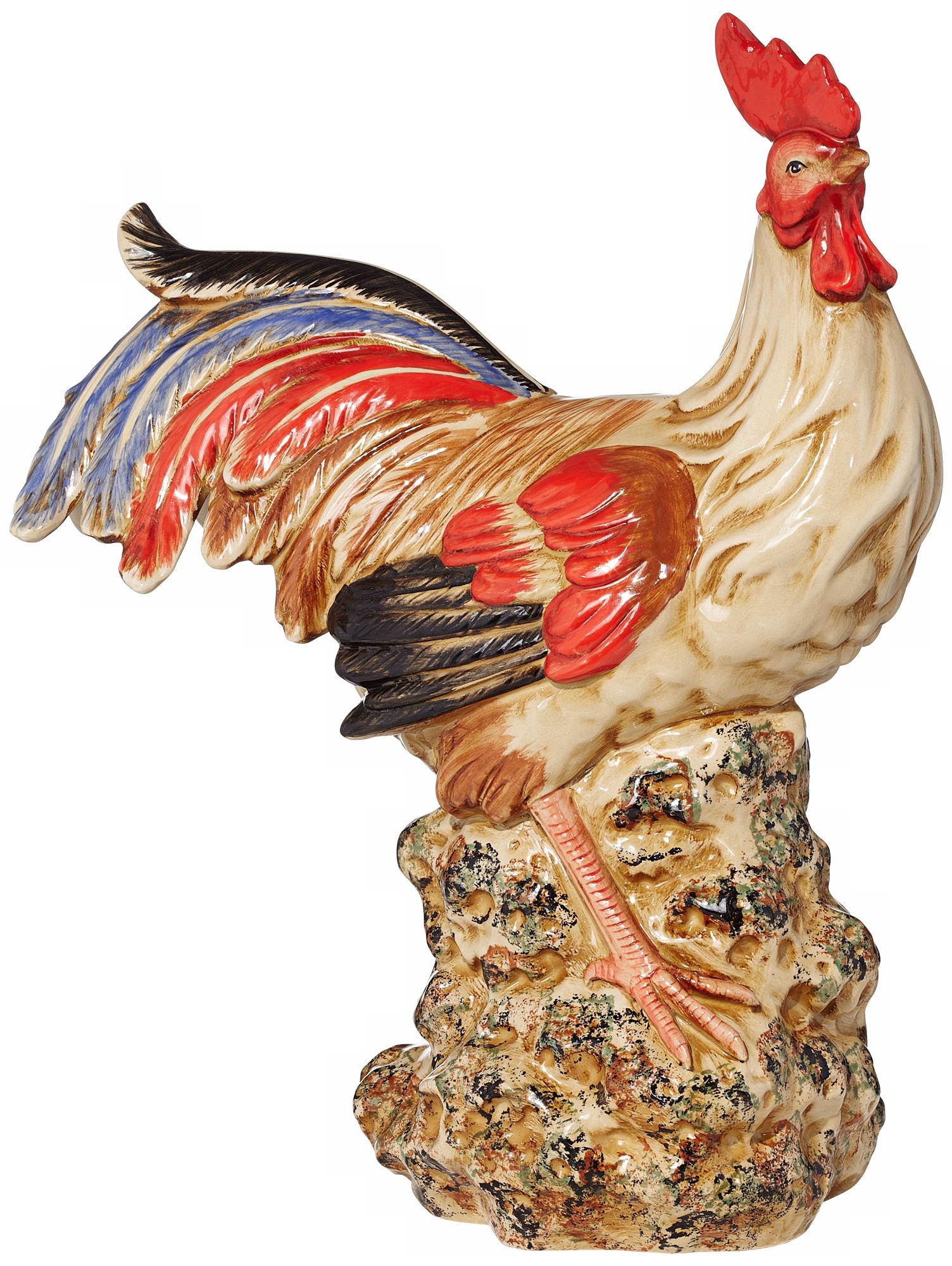 Stately Ceramic Rooster Statue