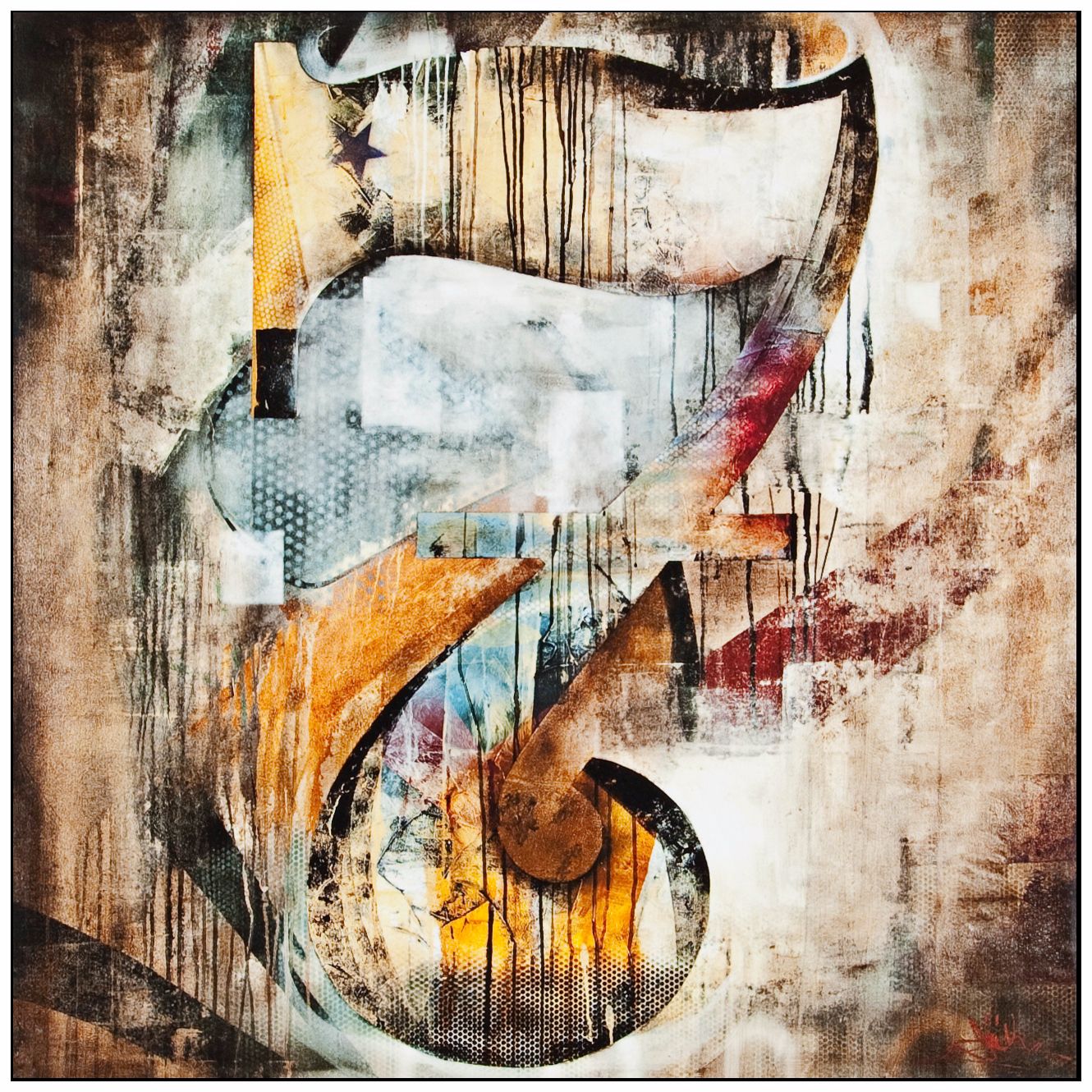 San Fermin B 24" Square Framed Laminate Abstract Wall Art