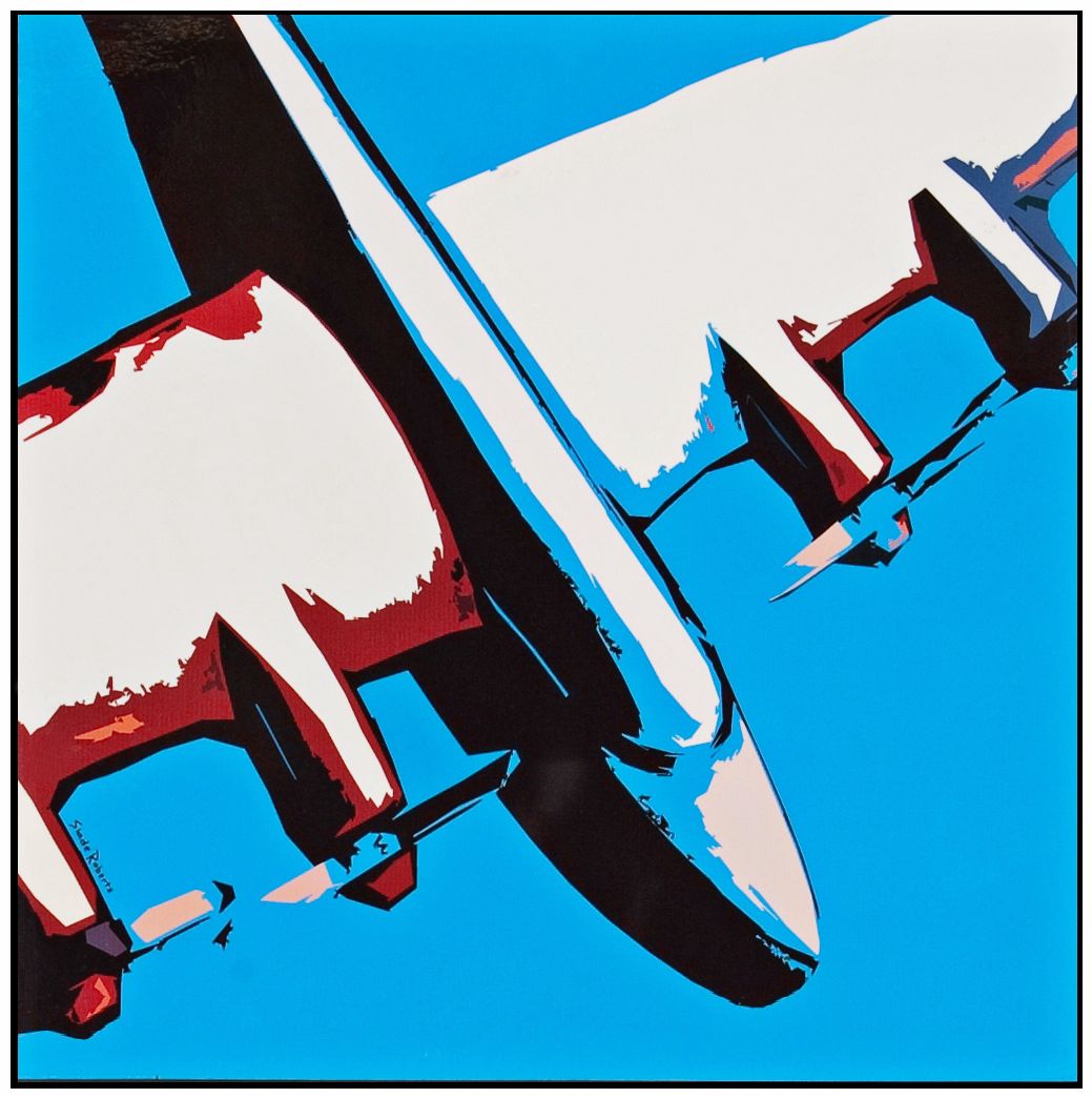 Red White and Blue B-52 18" Square Framed Airplane Wall Art