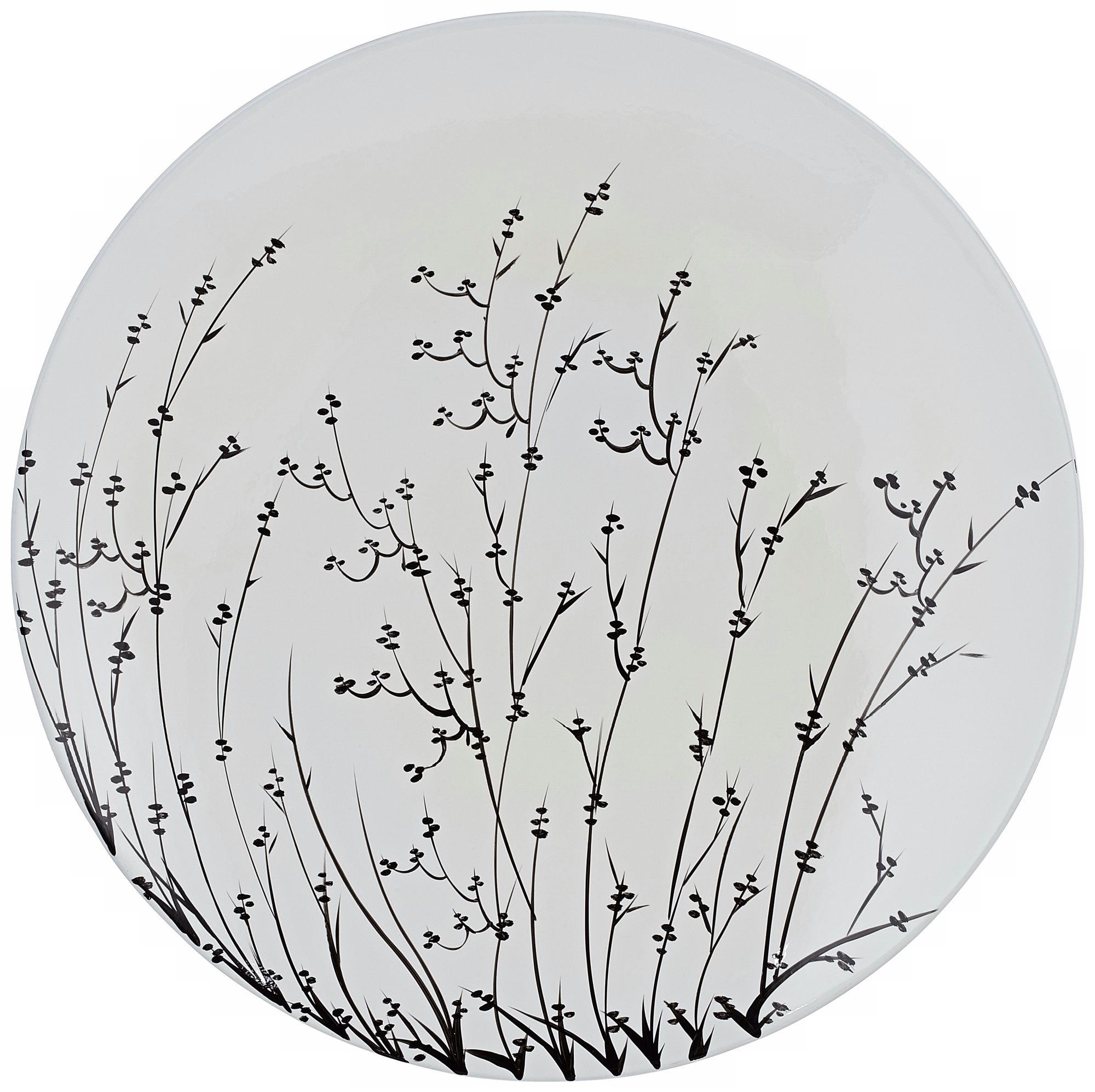 Black and White 18" Wide Decorative Flower Plate