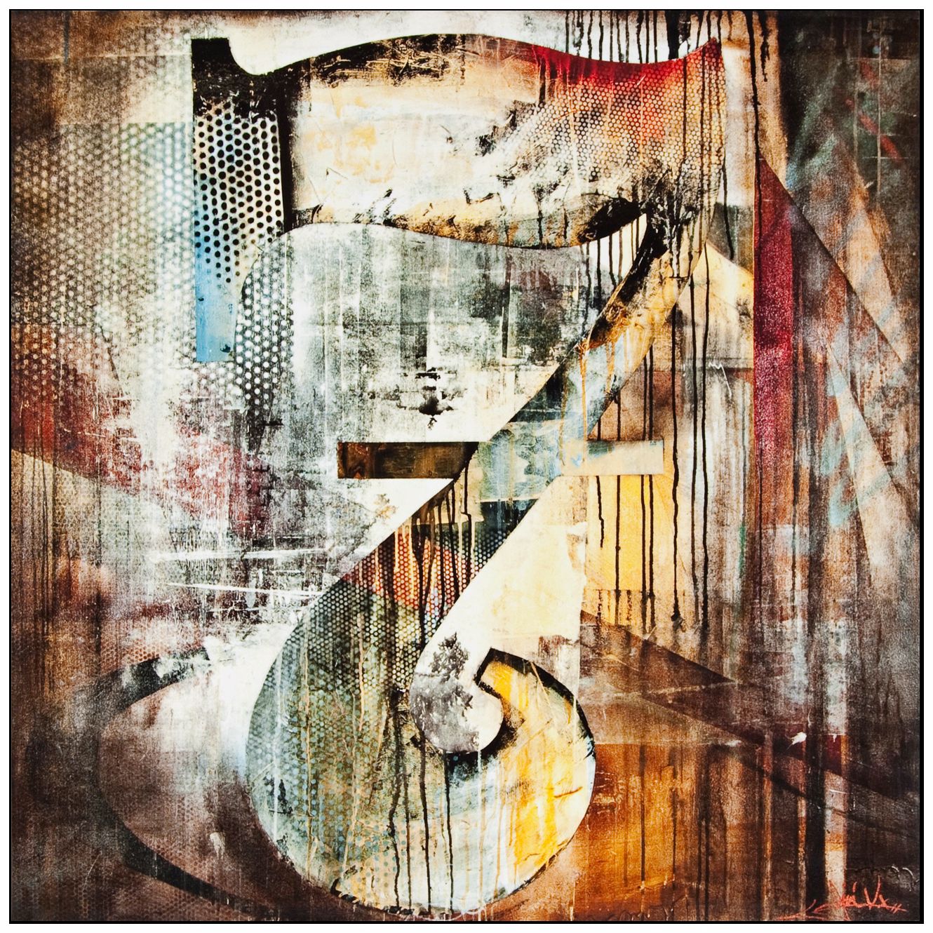 San Fermin C 24" Square Framed Laminate Abstract Wall Art