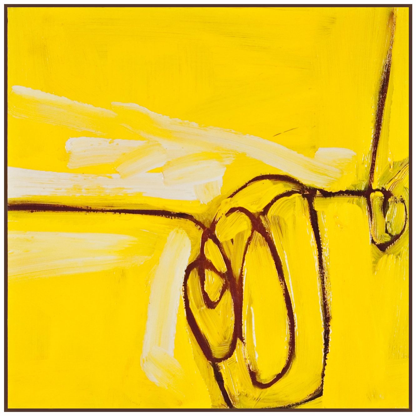 Yellow 24" Square Framed Laminate Abstract Wall Art