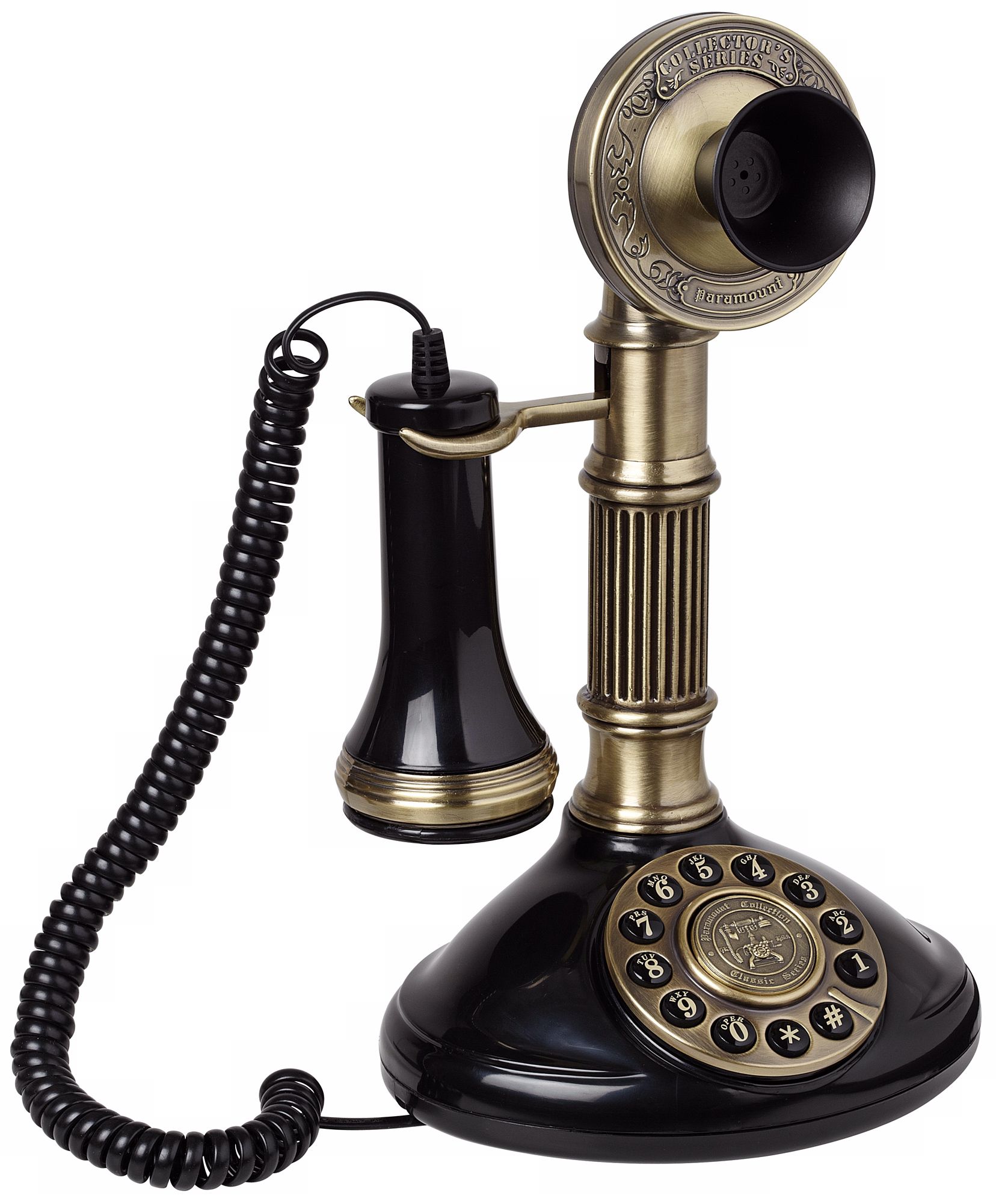 Antique Brass 12" High Candlestick Phone