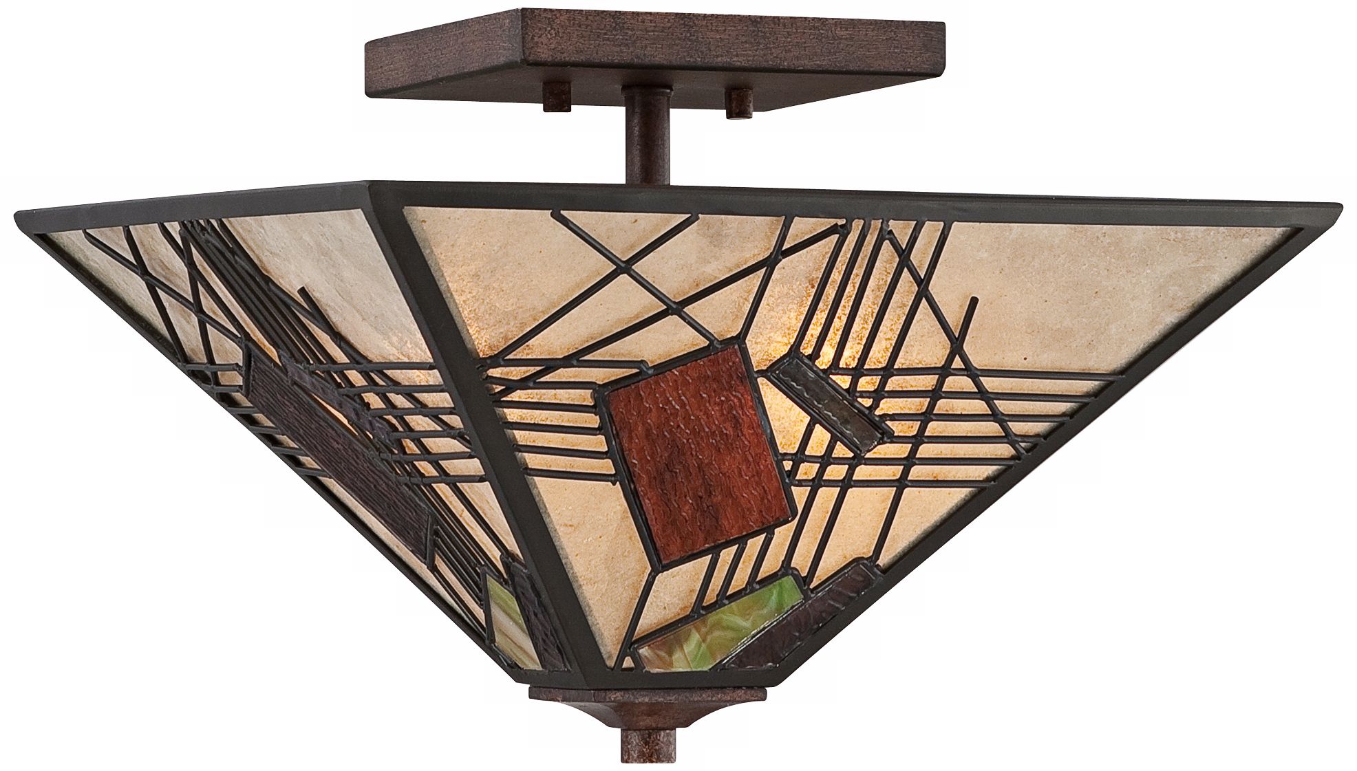 Quoizel Russell Hazel 14 1/2" Wide Bronze Mica Ceiling Light