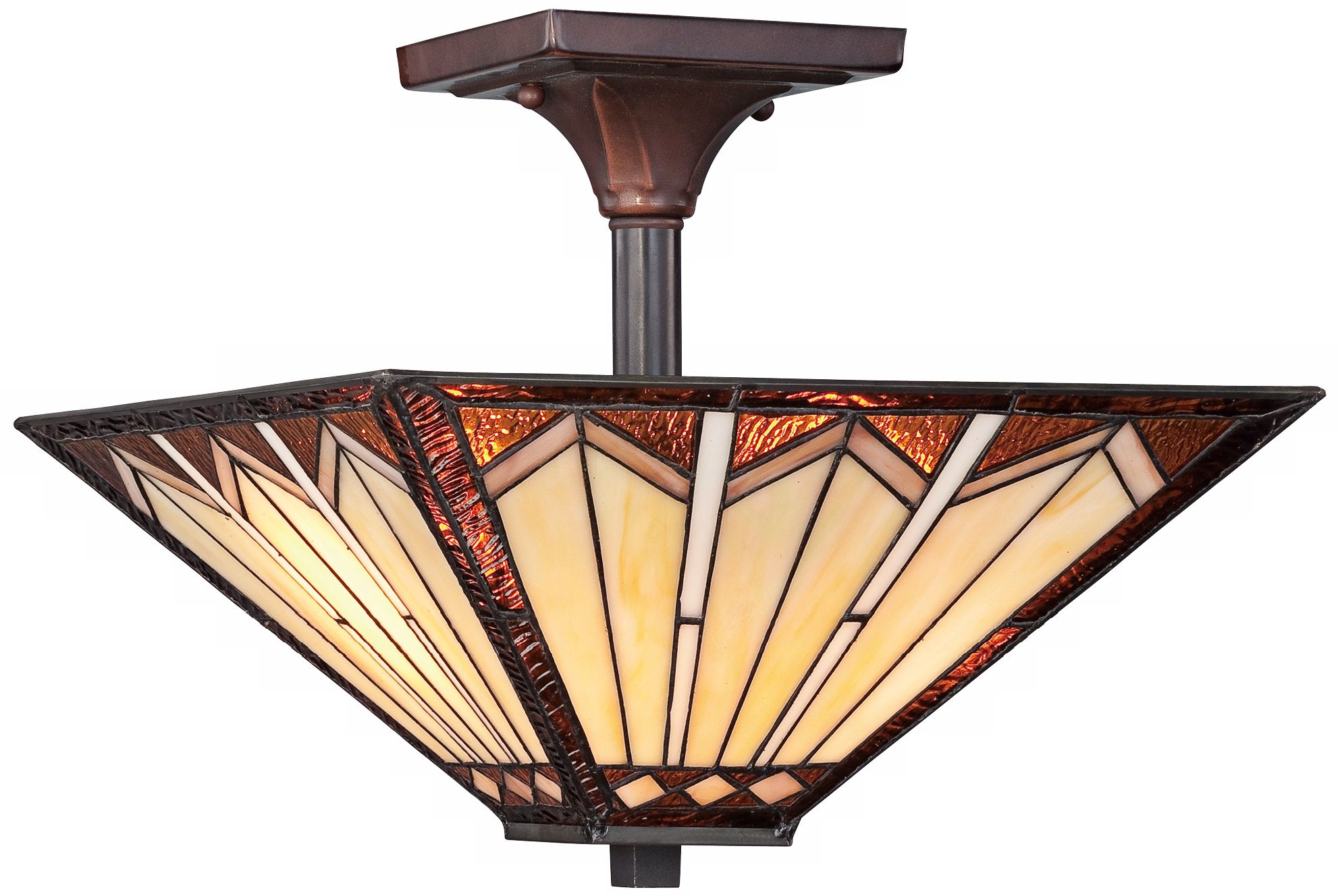 Quoizel Tanner 14" Wide Tiffany Mission Style Ceiling Light