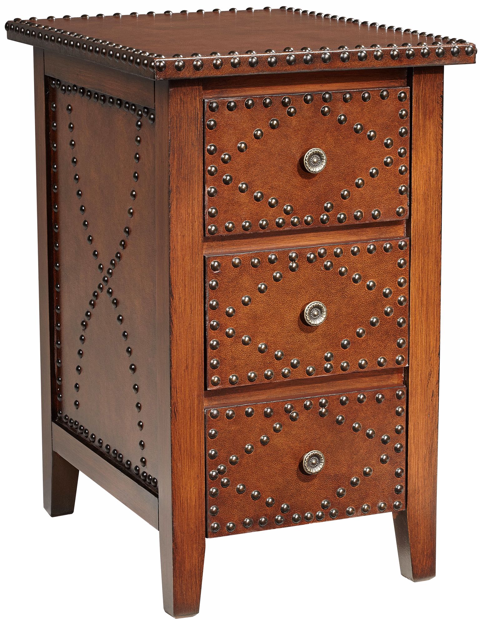 Sahara Brown Faux Leather Side Chest