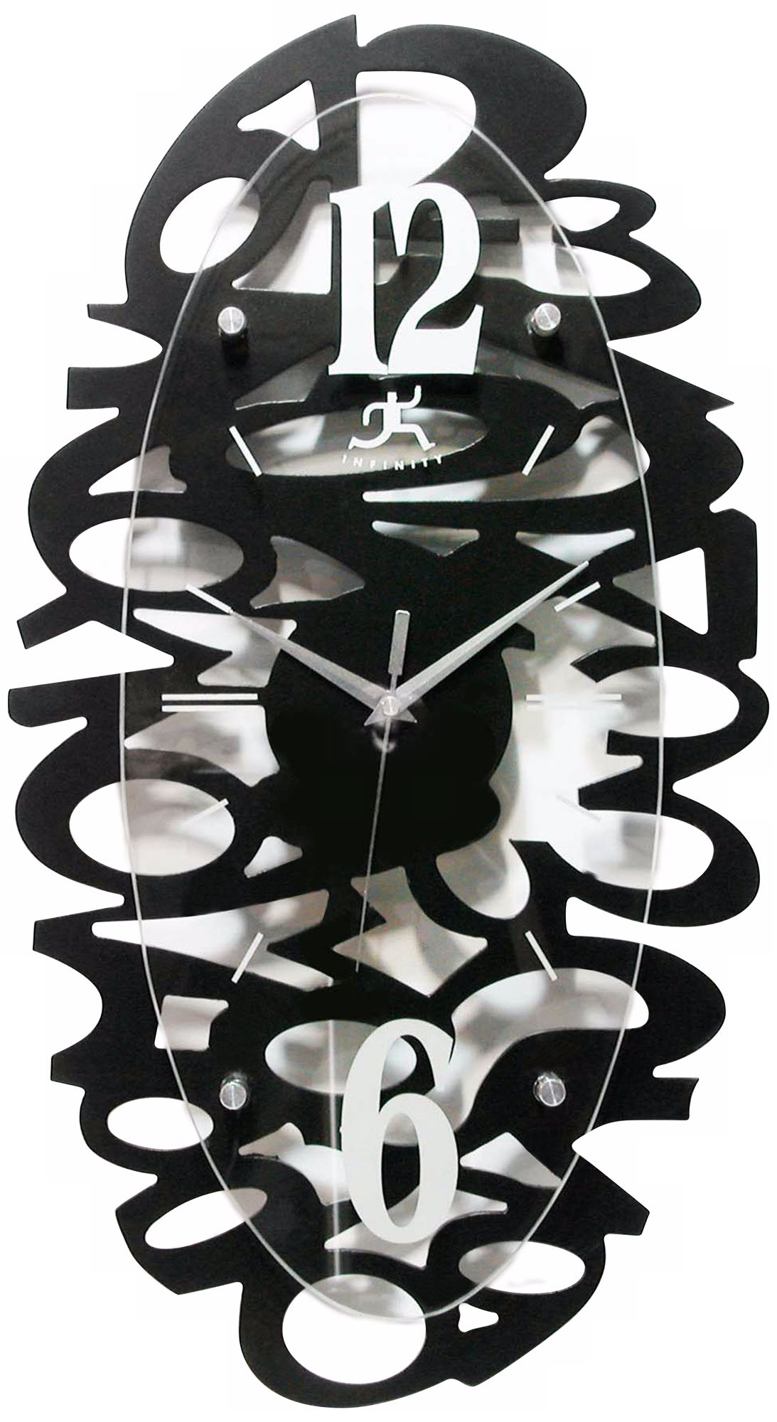 Black Whimsy 20 1/2" Oval Wall Clock