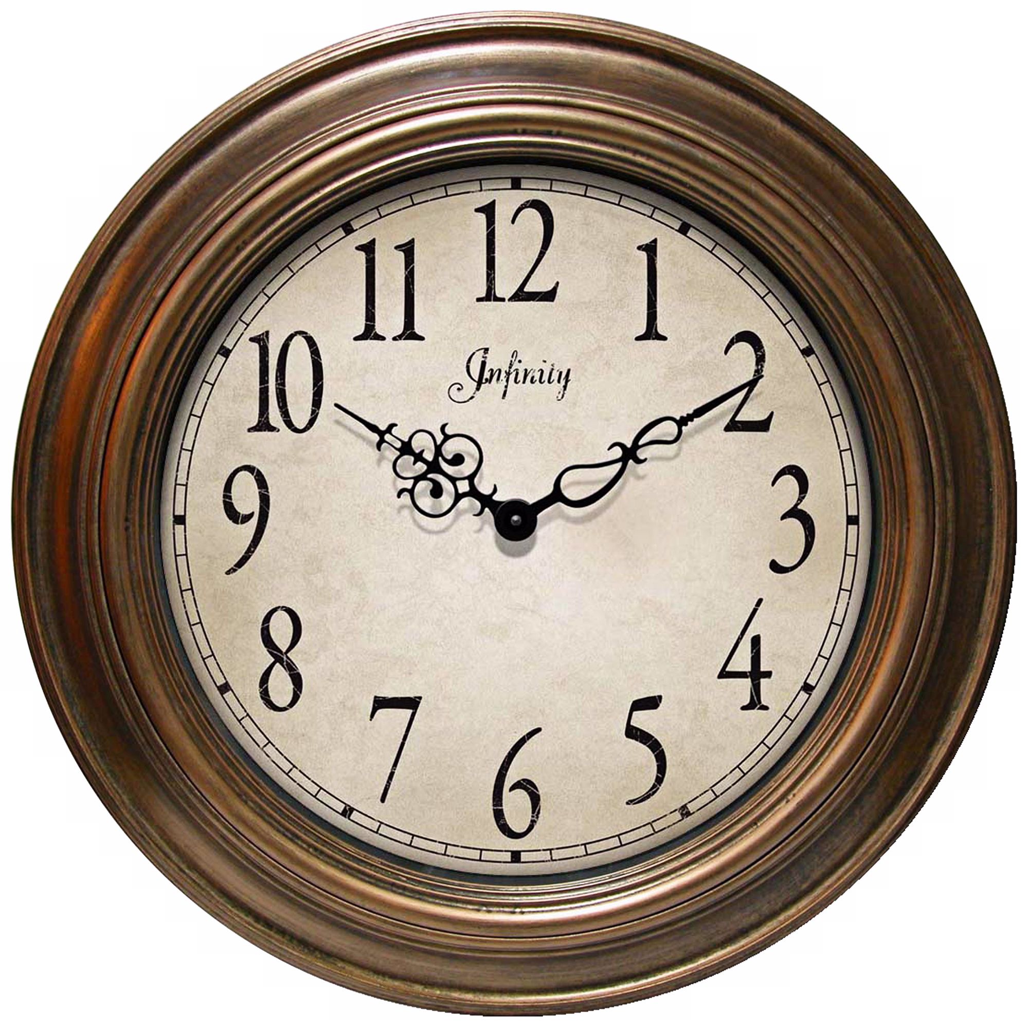 Athenium 24" Round Antiqued Gold Framed Wall Clock
