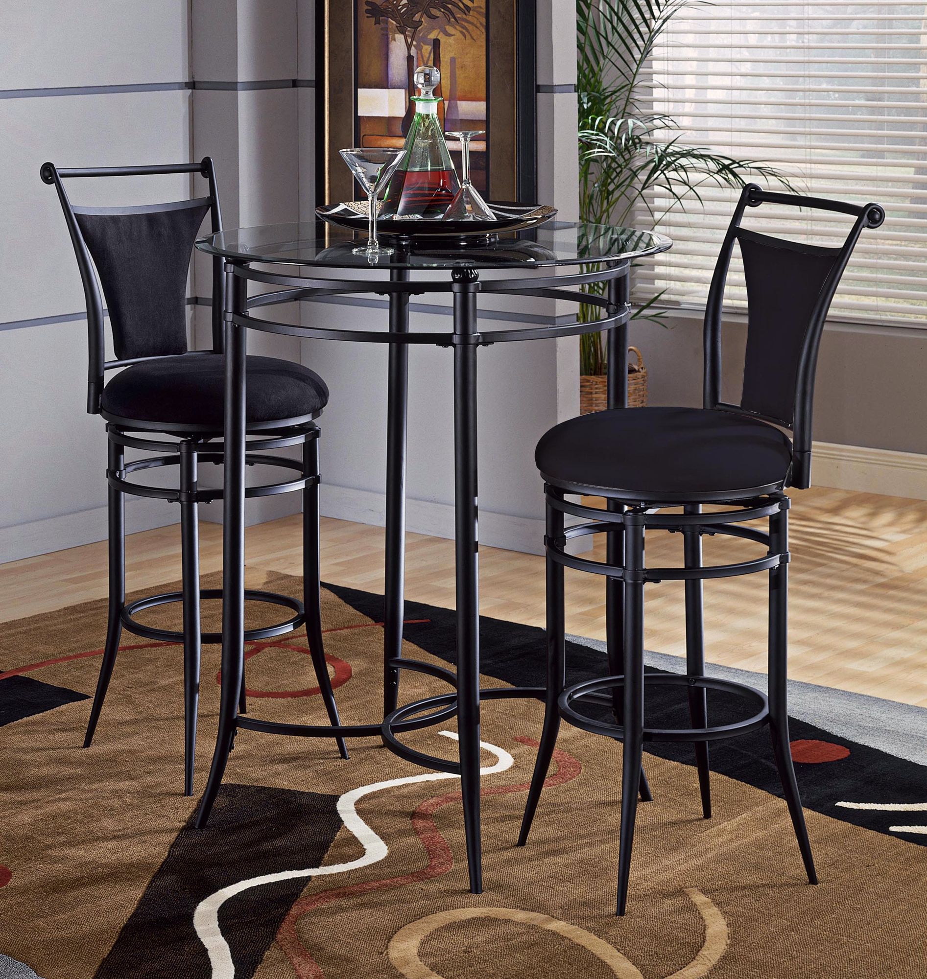 Hillsdale Cierra Black Stools 3-Piece Bistro Set