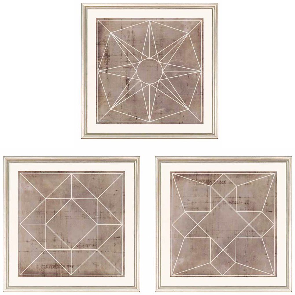 Set of Three 18" Square Geometric Wall Art Prints