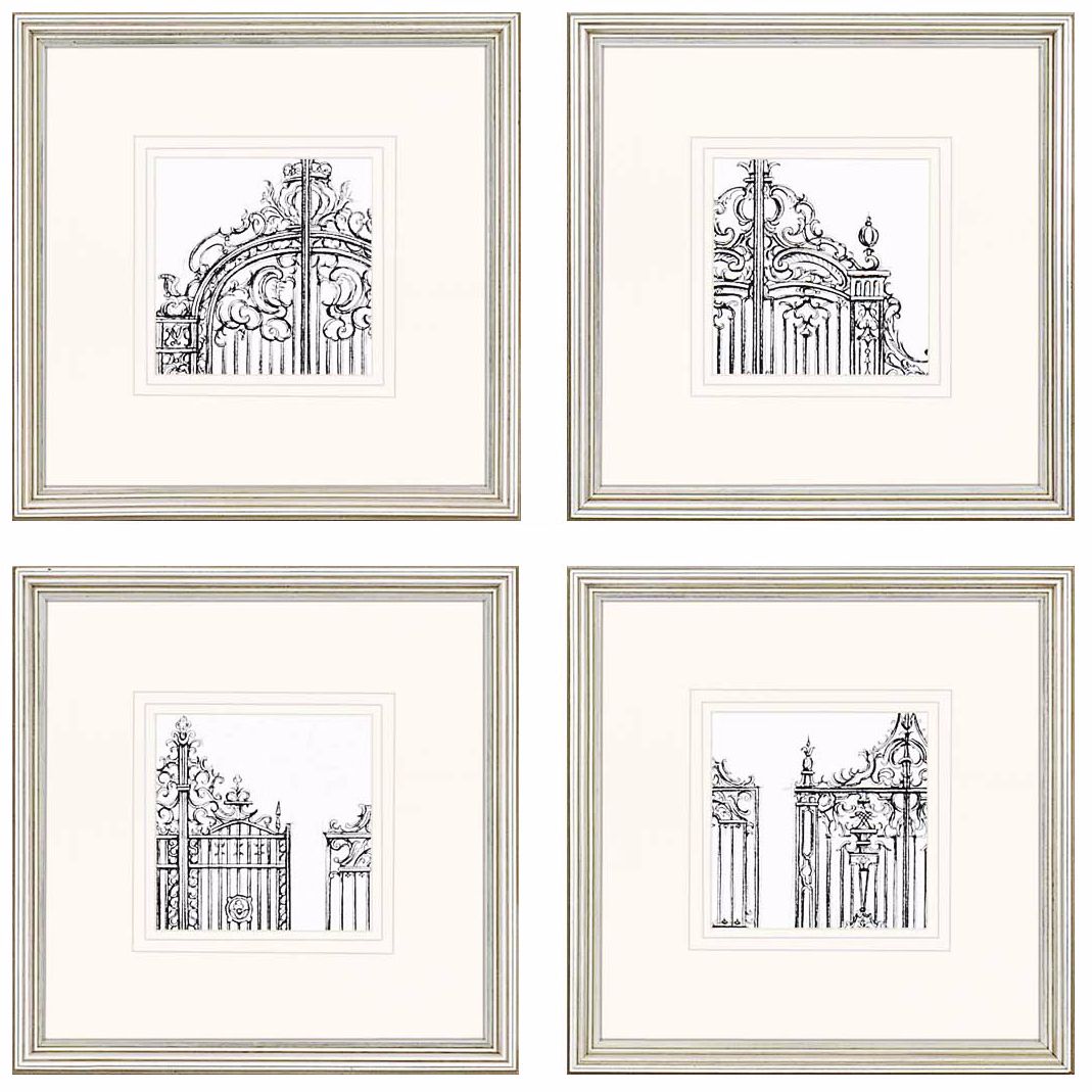 Set of 4 Gates 14" Square Decorative Wall Art Prints