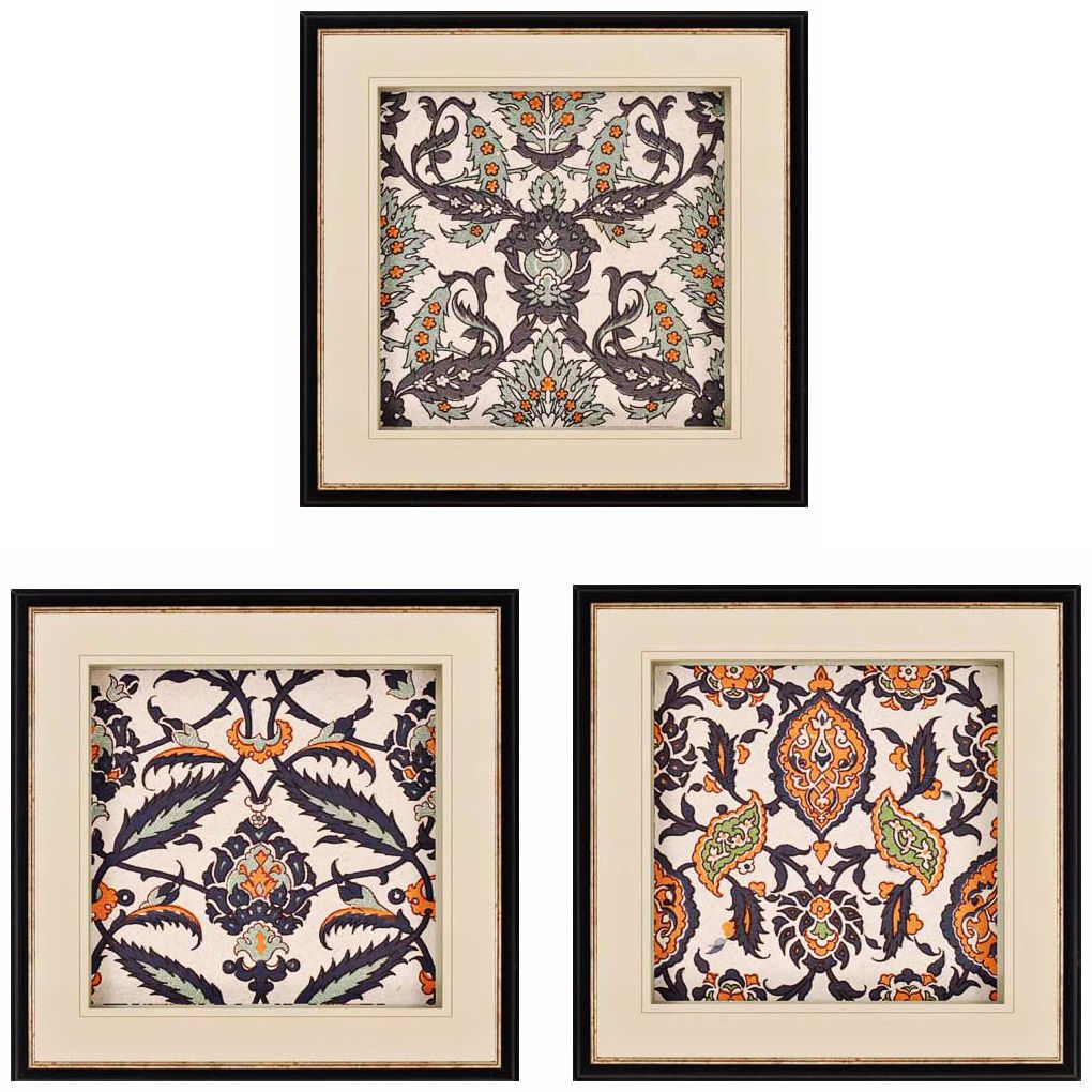 Set of 3 Persian Tiles 22" Square Decorative Wall Art