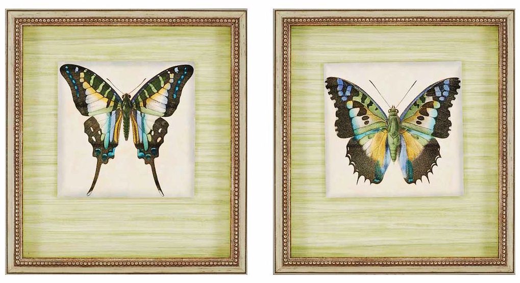 Set of 2 Shadow Box 22" High Butterfly Wall Art Prints