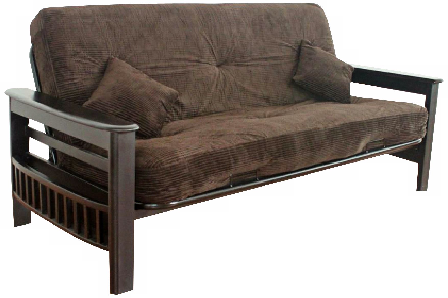 Tampa Chocolate Corduroy 85 1/2" Wide Wood Futon Set