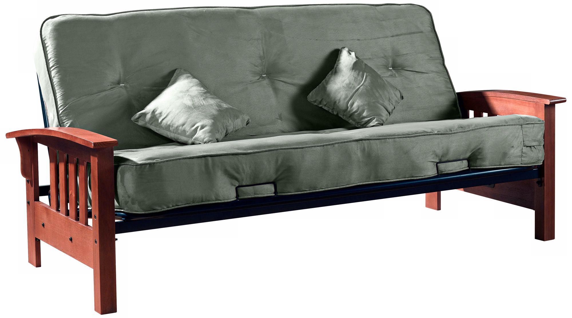 Tulsa Herbal Microfibre Wood Futon Set
