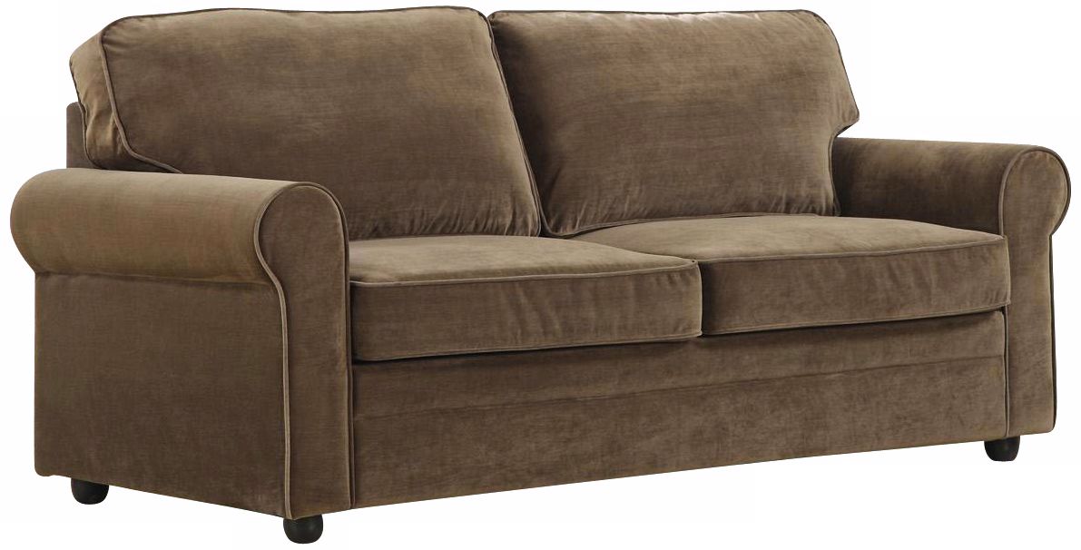Macbeth 75" Wide Microfiber Sofa Bed In Mocha Color