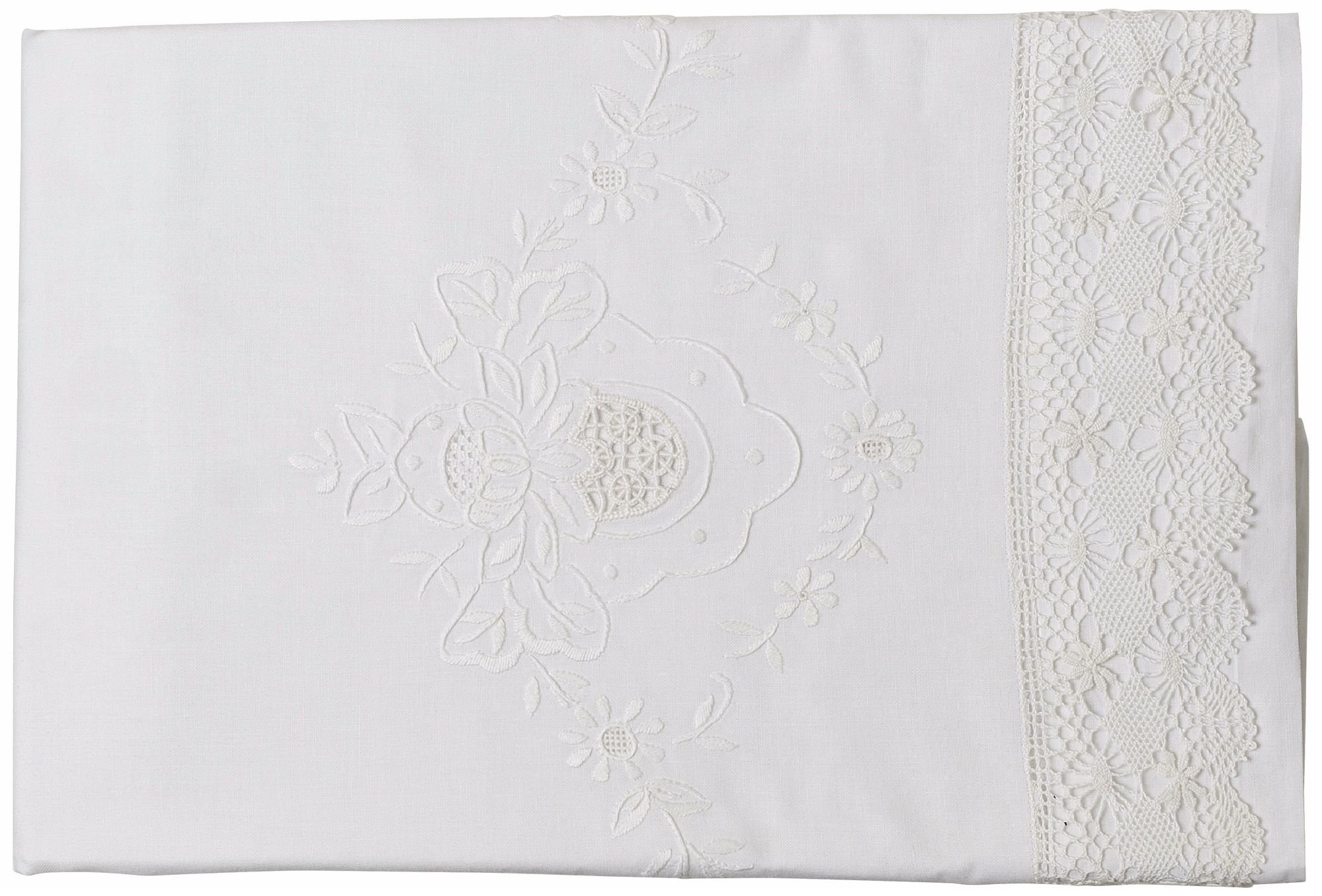 Set of 2 White Cluny I Lace Pillow Cases