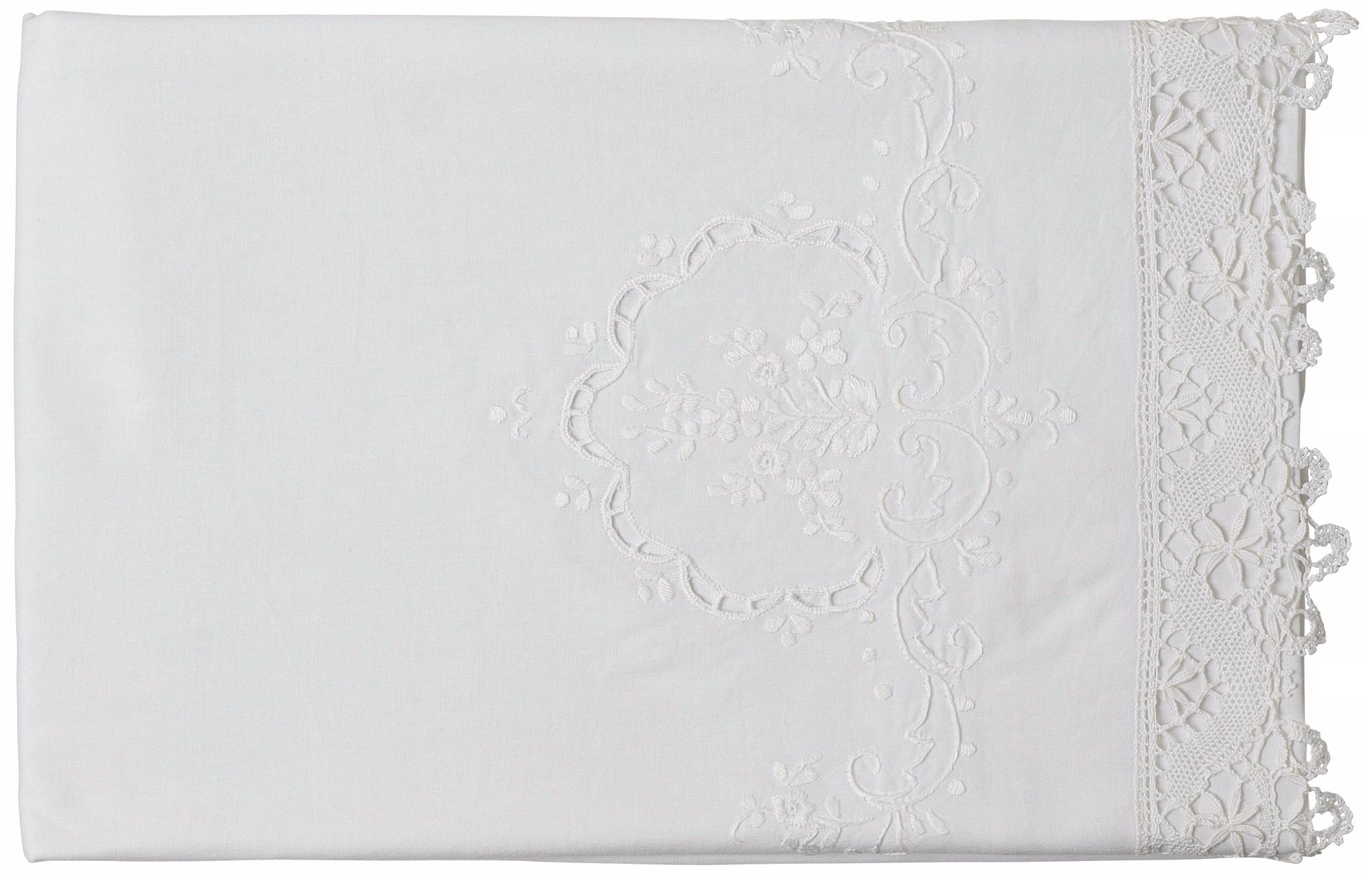 Set of 2 White Cluny II Lace Pillow Cases