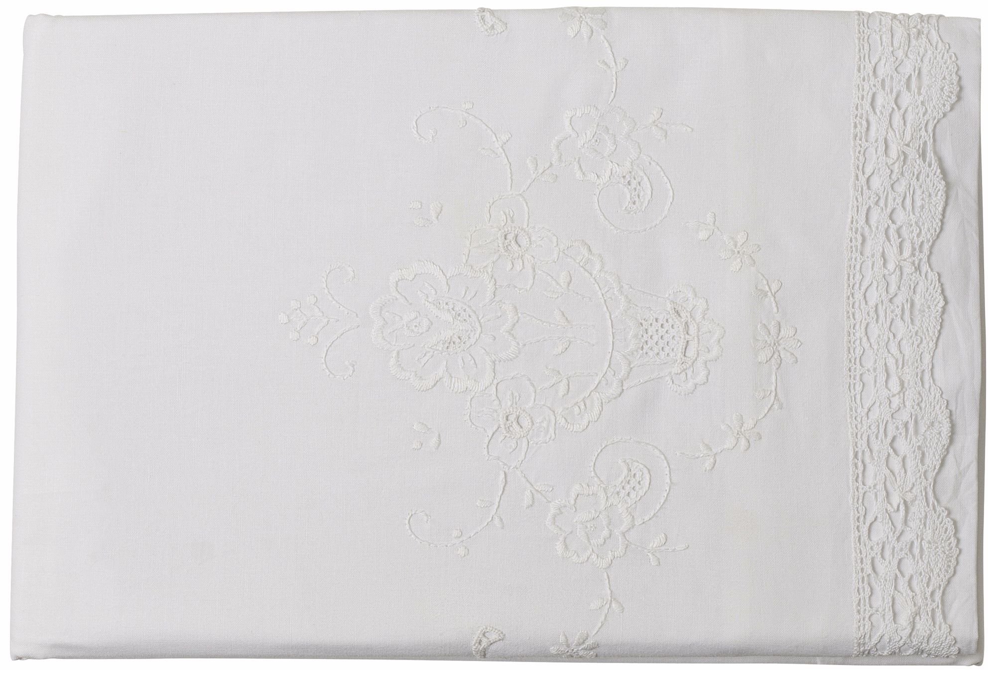 Set of 2 White Cluny III Lace Pillow Cases