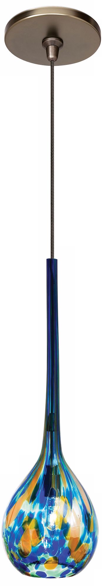 LBL Madeleine Blue Art Glass Bronze Pendant
