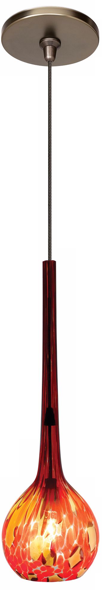 LBL Madeleine Red Art Glass Bronze Pendant