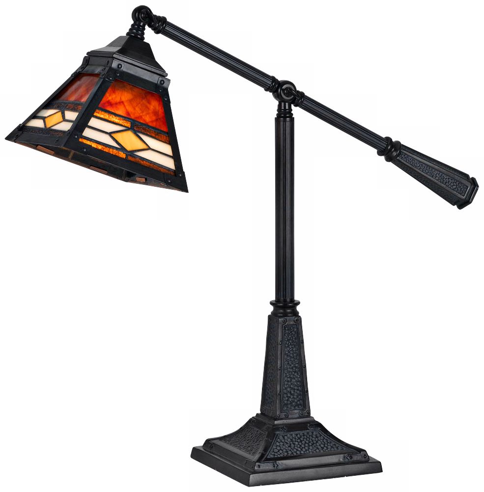 Tanley Bronze and Mica Balance Arm Tiffany Desk Lamp