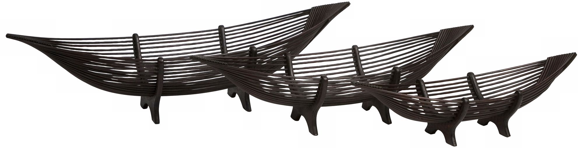 Set of 3 Kawayan Fir Wood Boat Bowls