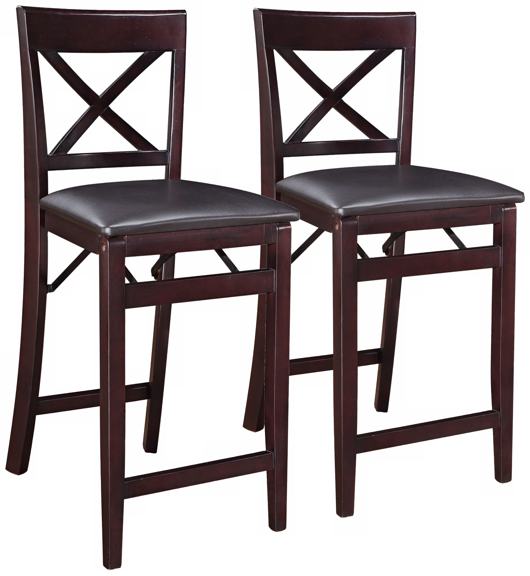 Set of 2 Espresso X-Back Folding Counter Stools