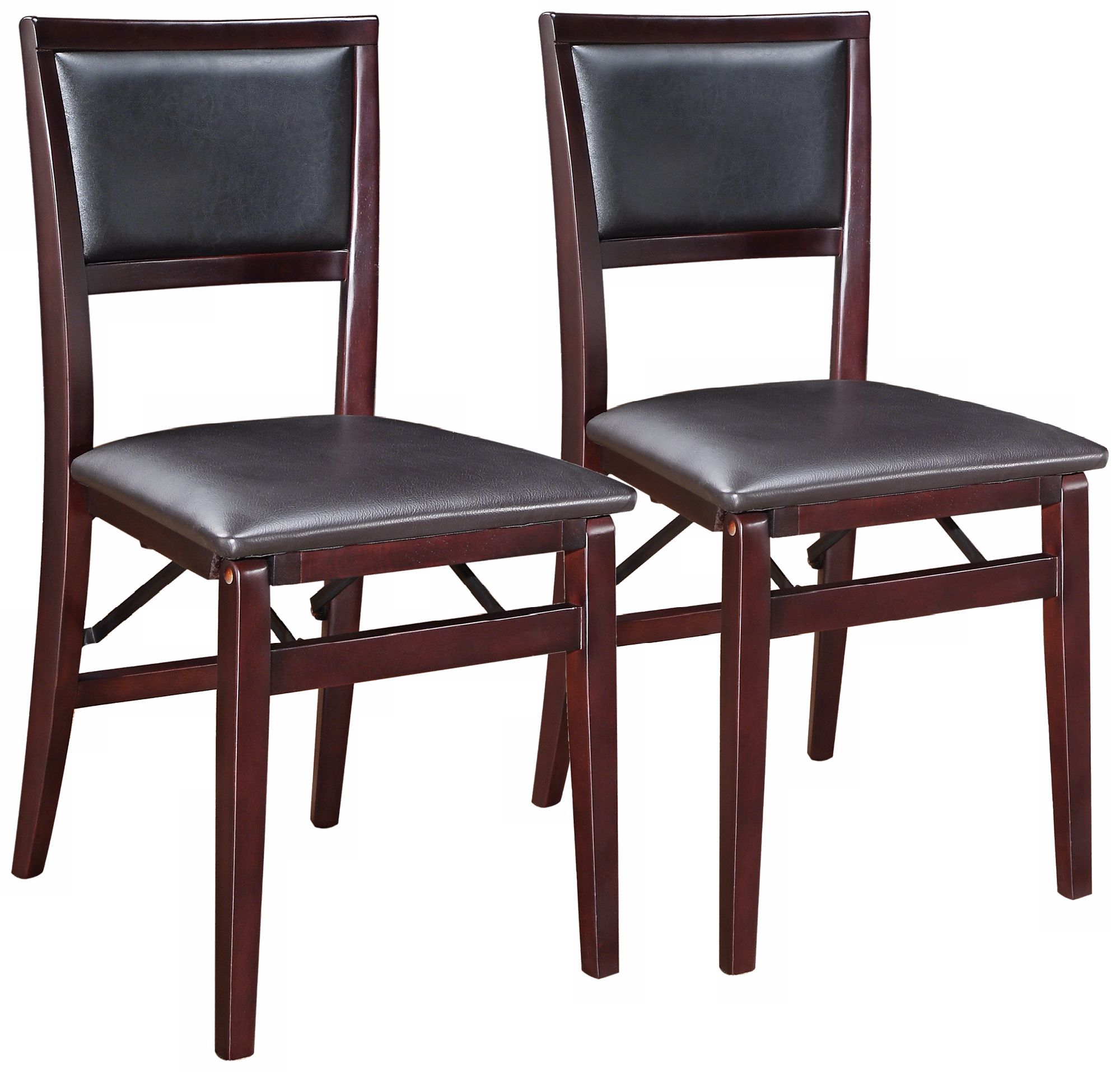 Set of 2 Espresso Padded Back Folding Chairs  W2391  LampsPlus.com