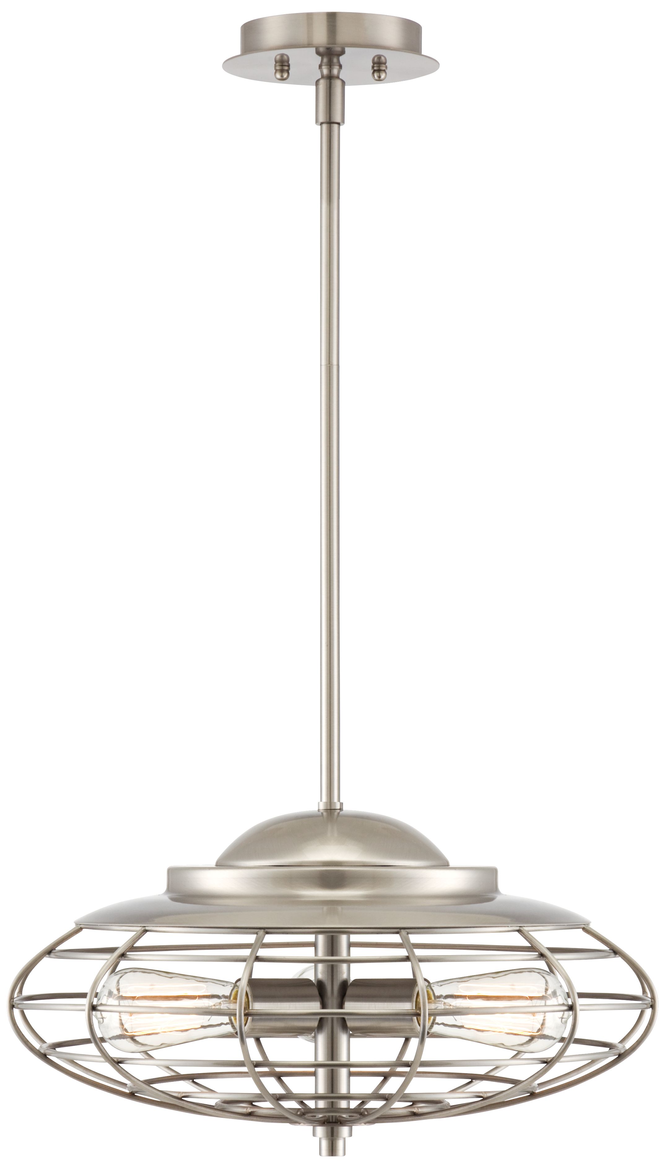Metal Cage 18" Wide Brushed Nickel Industrial Pendant Light